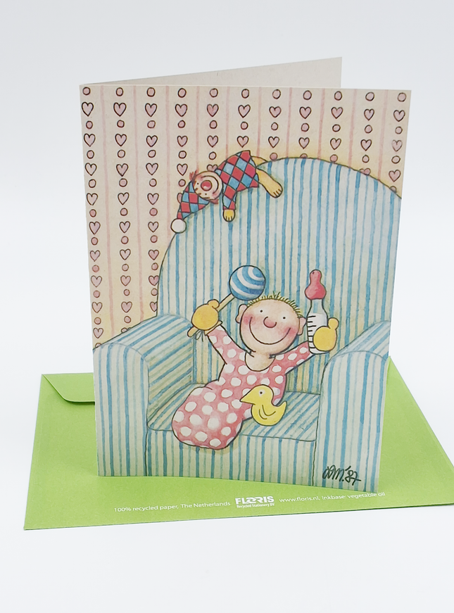 Wenskaart baby zetel (02-303)