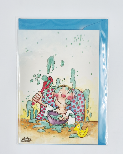 Wenskaart baby eten (02-304)