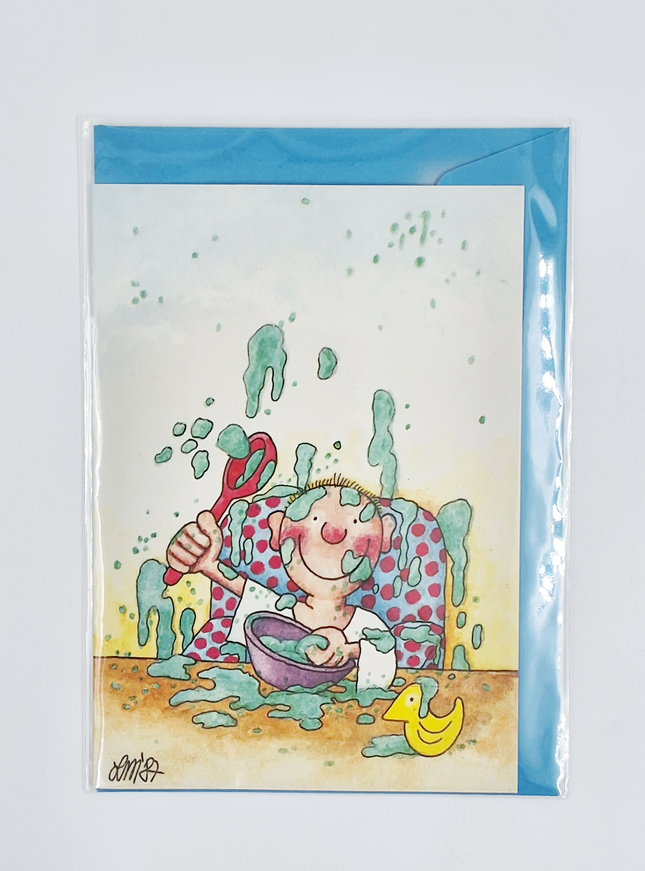 Wenskaart baby eten (02-304)