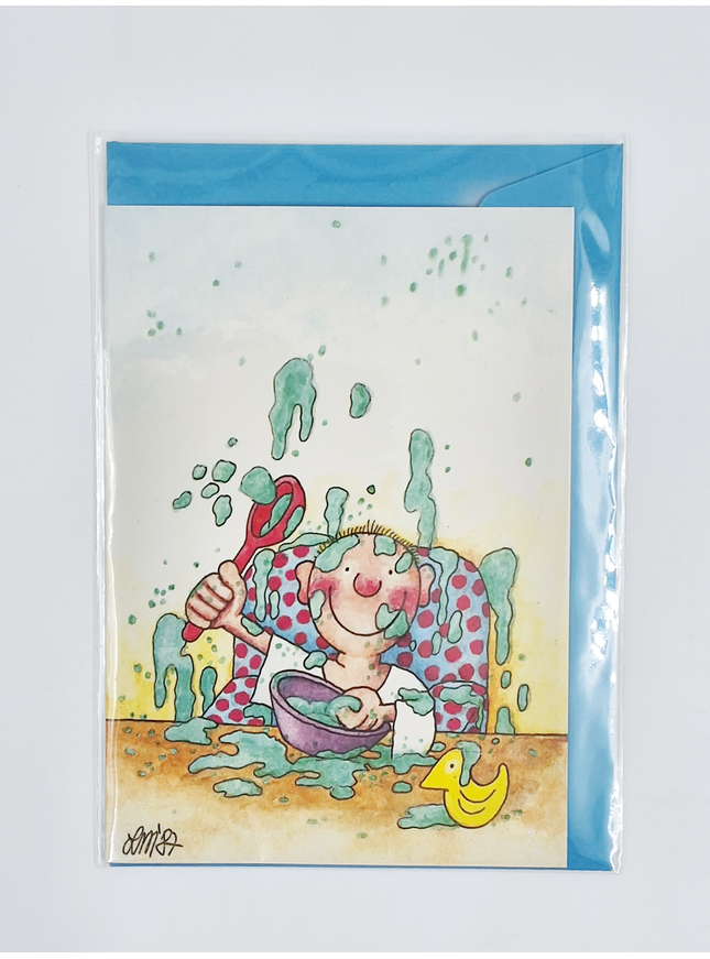 Wenskaart baby eten (02-304)