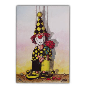 Wenskaart clown roos (02-305)