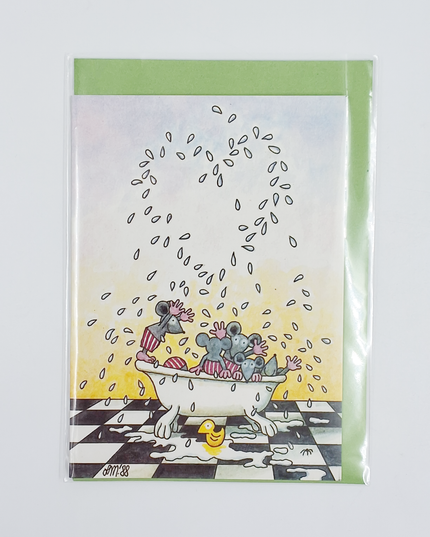 Greeting card mice bath (02-352)
