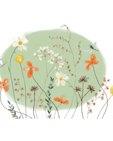 Wenskaart bloemen en vlinder (F10007)