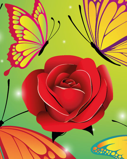 Greeting card colorful butterflies with rose (F10098)