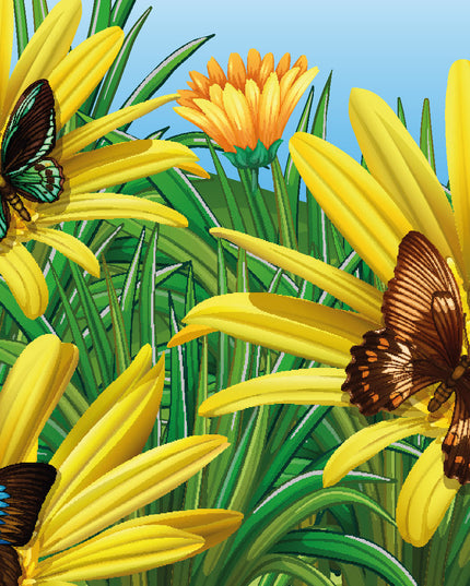 Greeting card butterflies and yellow flowers (F10099)