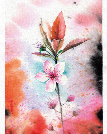 Wenskaart roze kersenbloesem (F11011)