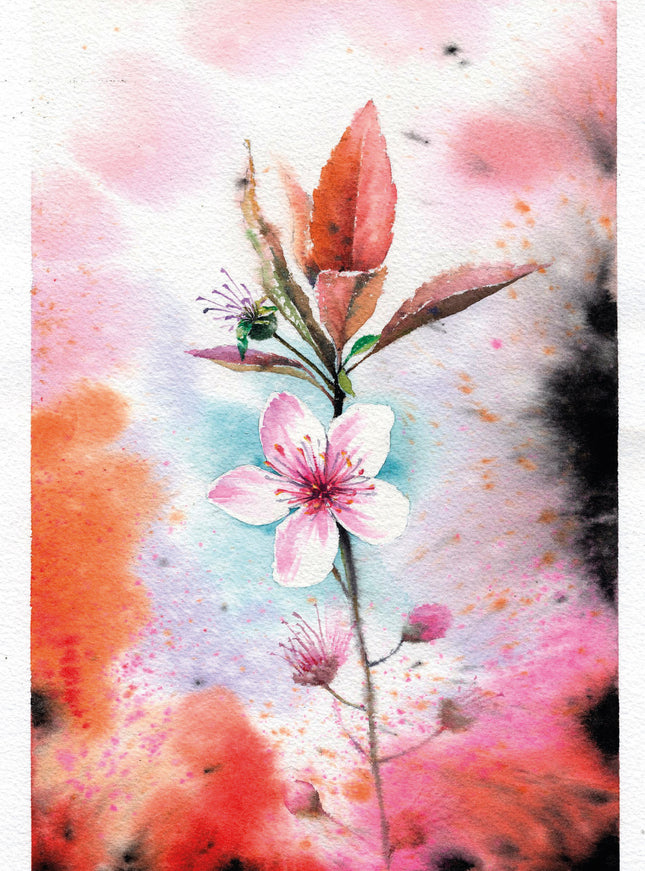 Wenskaart roze kersenbloesem (F11011)