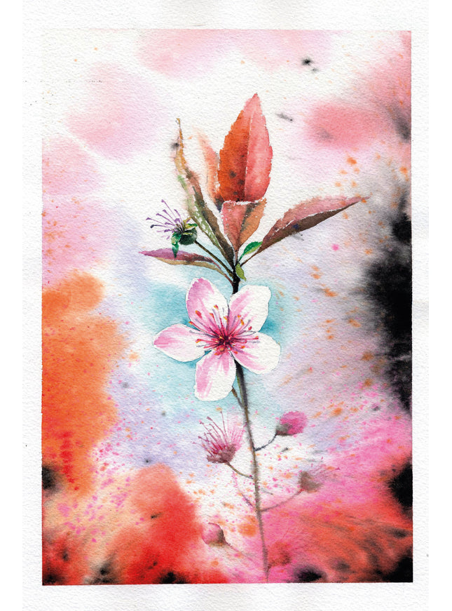 carte de vœux aux fleurs de cerisier roses