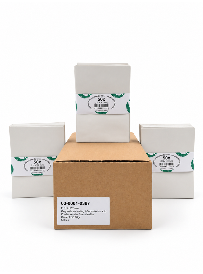 paquet de 50 enveloppes 114x162 mm, 70g - gommées, sans fenêtre