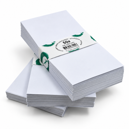 paquet de 50 enveloppes 114x229 mm, 80g - gommées, sans fenêtre
