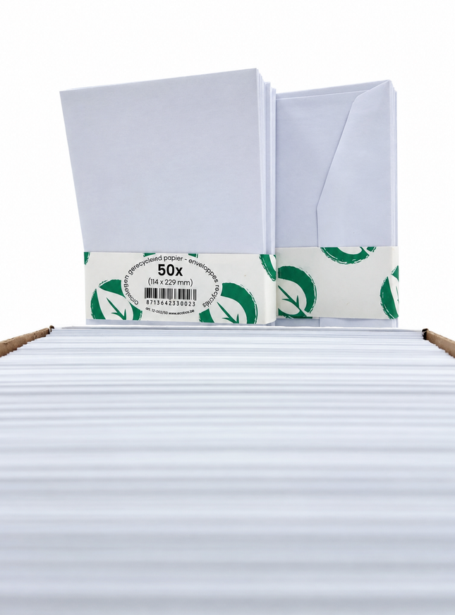 paquet de 50 enveloppes 114x229 mm, 80g - gommées, sans fenêtre