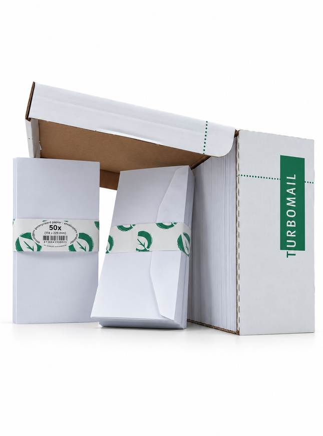 paquet de 50 enveloppes 114x229 mm, 80g - gommées, sans fenêtre