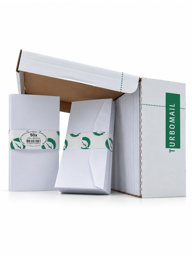 paquet de 50 enveloppes 114x229 mm, 80g - gommées, sans fenêtre
