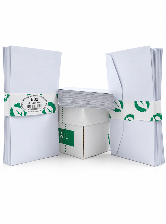 paquet de 50 enveloppes 114x229 mm, 80g - gommées, sans fenêtre