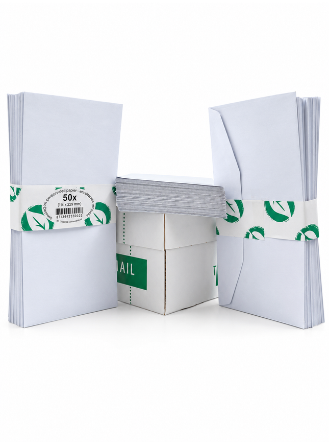 paquet de 50 enveloppes 114x229 mm, 80g - gommées, sans fenêtre