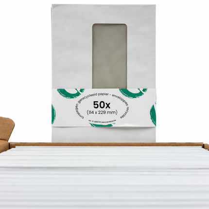 boîte 500 enveloppes 114x229 mm, 80g - bande auto-adhésive, sans fenêtre