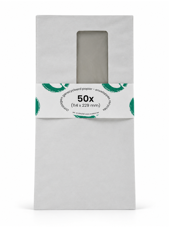 boîte de 500 enveloppes 114x229 mm, 80g - bande adhésive, fenêtre à droite