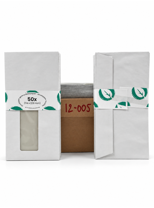 boîte de 500 enveloppes 114x229 mm, 80g - bande adhésive, fenêtre à droite