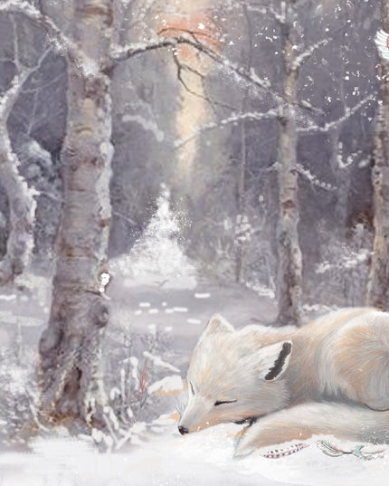 white fox greeting card