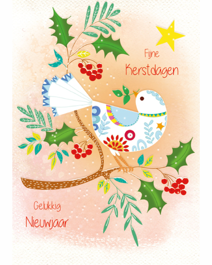 Kerstkaart duif Fijne Kerstdagen, Gelukkig Nieuwjaar (F13116)