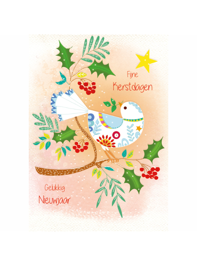 Kerstkaart duif Fijne Kerstdagen, Gelukkig Nieuwjaar (F13116)