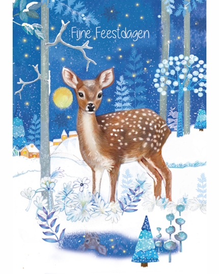 Wenskaart hertje fijne feestdagen (F13118)