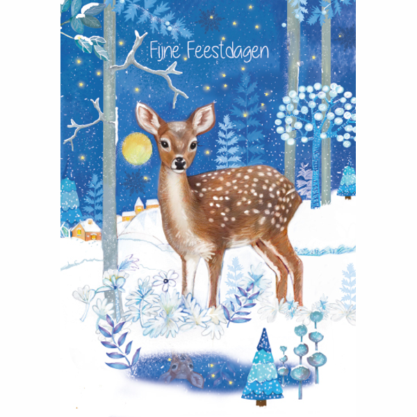 Wenskaart hertje fijne feestdagen (F13118)