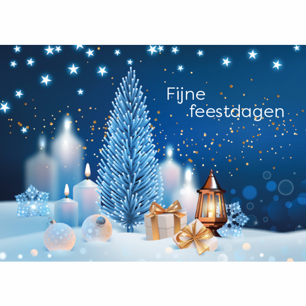 Wenskaart kerstboom en kaars (F13120)