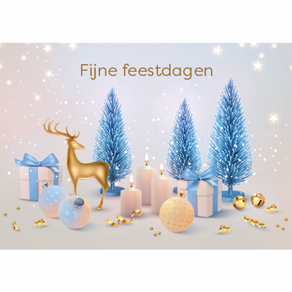 Wenskaart kerstboom en hertje (F13121)