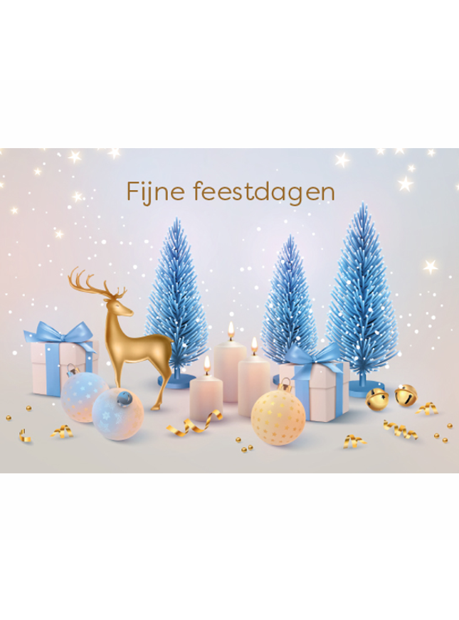 Wenskaart kerstboom en hertje (F13121)