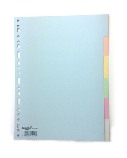 Tabbladen A4 in gekleurd karton 165g, pastel - 6-delig