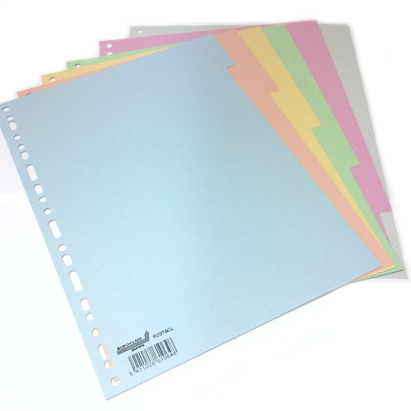 Tabbladen A4 in gekleurd karton 165g, pastel - 6-delig
