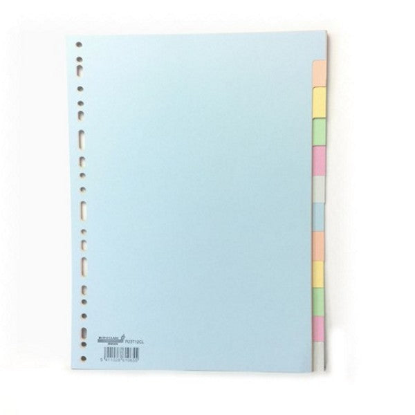 Tabbladen A4 in gekleurd karton 165g, pastel - 12-delig