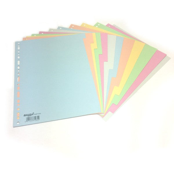 Tabbladen A4 in gekleurd karton 165g, pastel - 12-delig