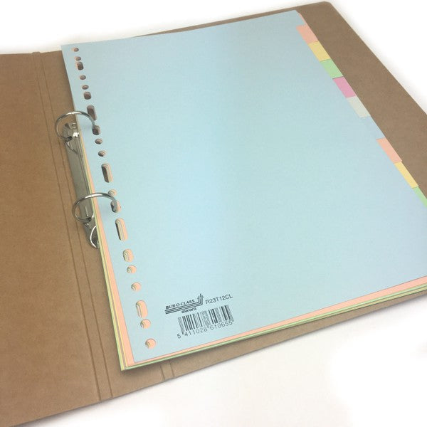 Tabbladen A4 in gekleurd karton 165g, pastel - 12-delig