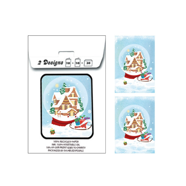 Kerstkaarten tasje 20x vogelhuisje en huizen (F13107 + F13108)
