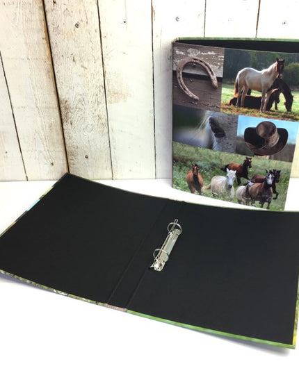 Classeur à anneaux en carton recyclé - collage de chevaux