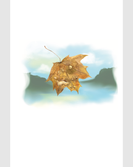 Greeting card leaf and mountains (F15211)