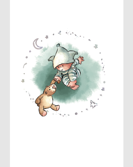 Wenskaart kindje met knuffel (F15214)