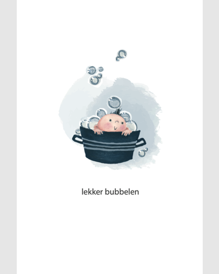 Wenskaart kind in bad (F15216)