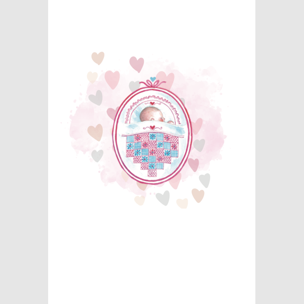 wenskaart geboorte roze (F15219)