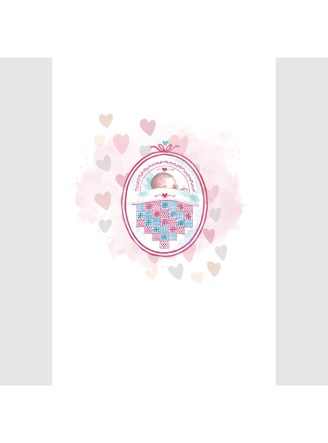 wenskaart geboorte roze (F15219)