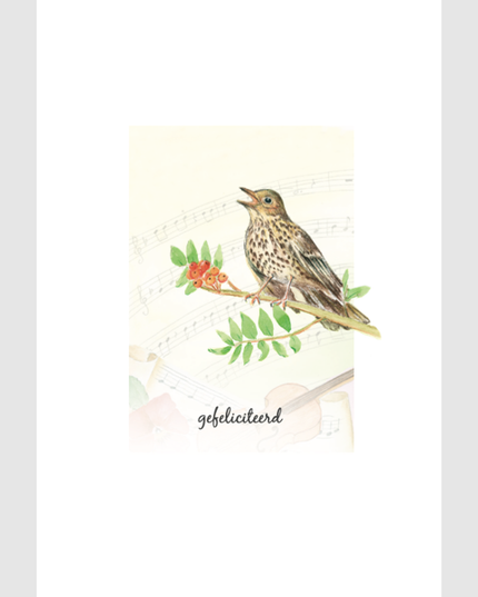 wenskaart vogel, gefeliciteerd (F15225)