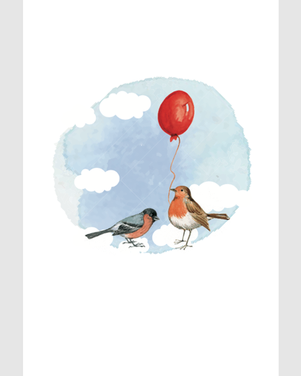 wenskaart vogels met ballon (F15226)