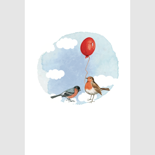 wenskaart vogels met ballon (F15226)