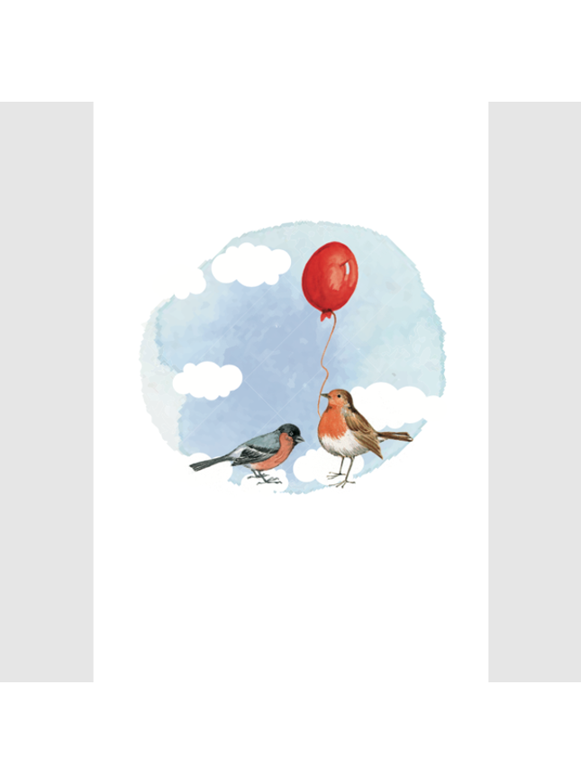 wenskaart vogels met ballon (F15226)