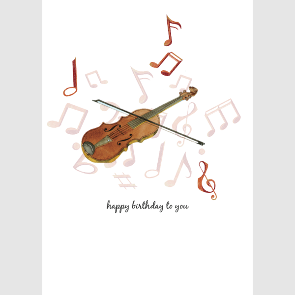 Wenskaart viool, happy birthday (F15228)