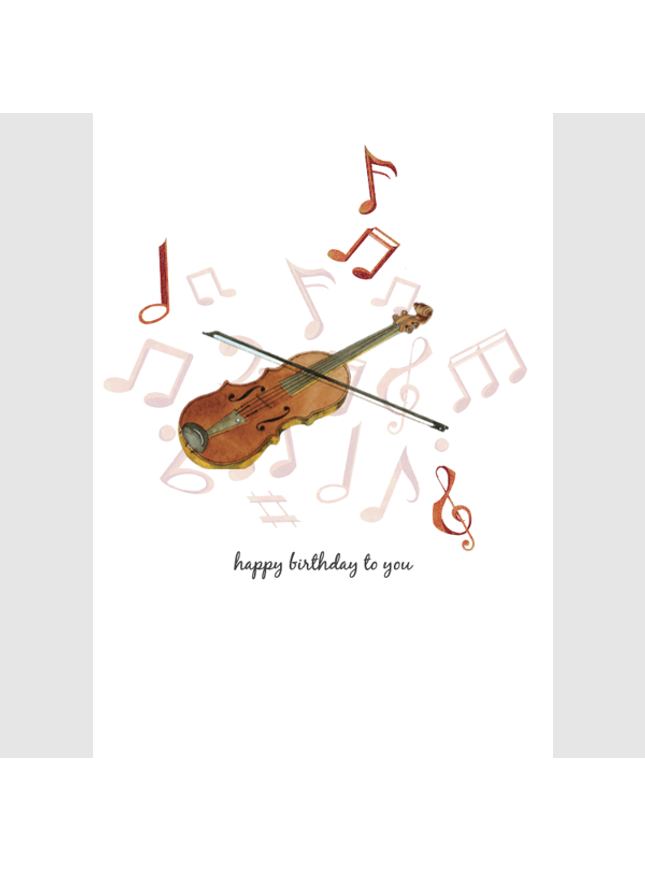 Wenskaart viool, happy birthday (F15228)