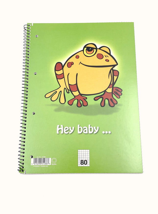 Collegeblok A4 - geruit 5x5 mm - "kikker hey baby…"