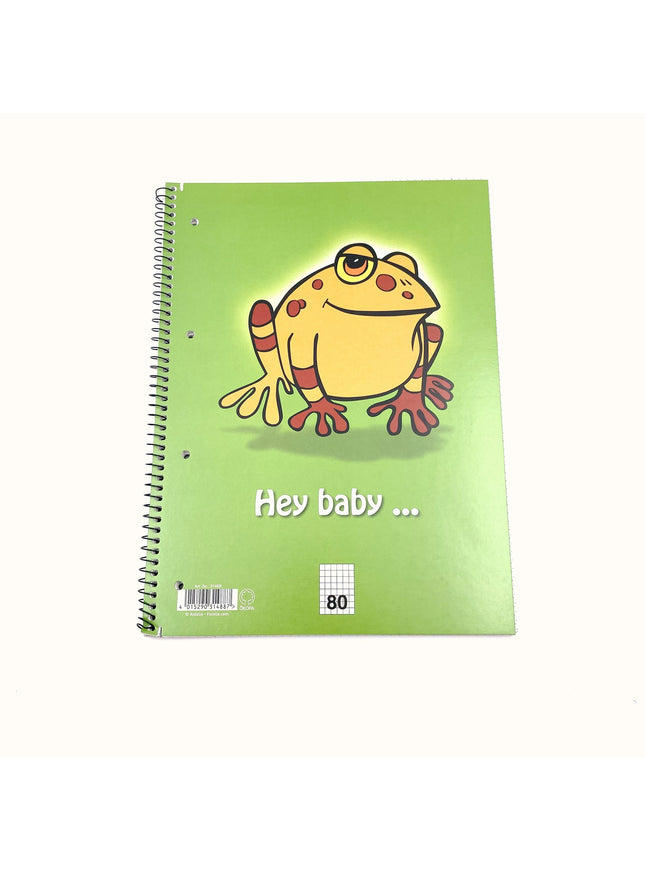 Collegeblok A4 - geruit 5x5 mm - "kikker hey baby…"